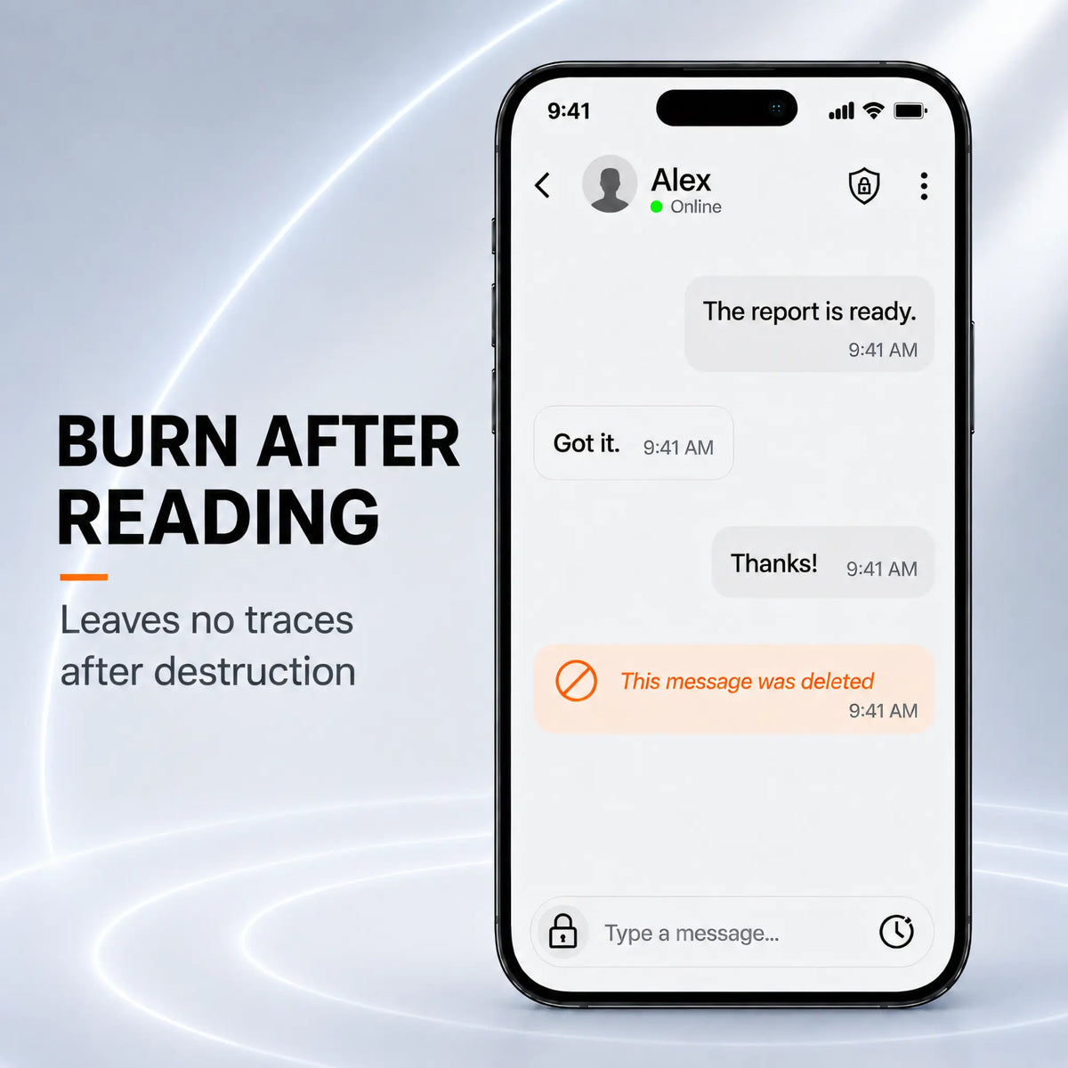 ComCube app demonstrating burn-after-reading secure messages