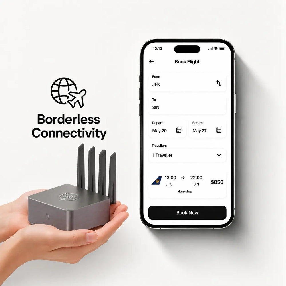 Portable ComCube private server for secure global communication while travelling